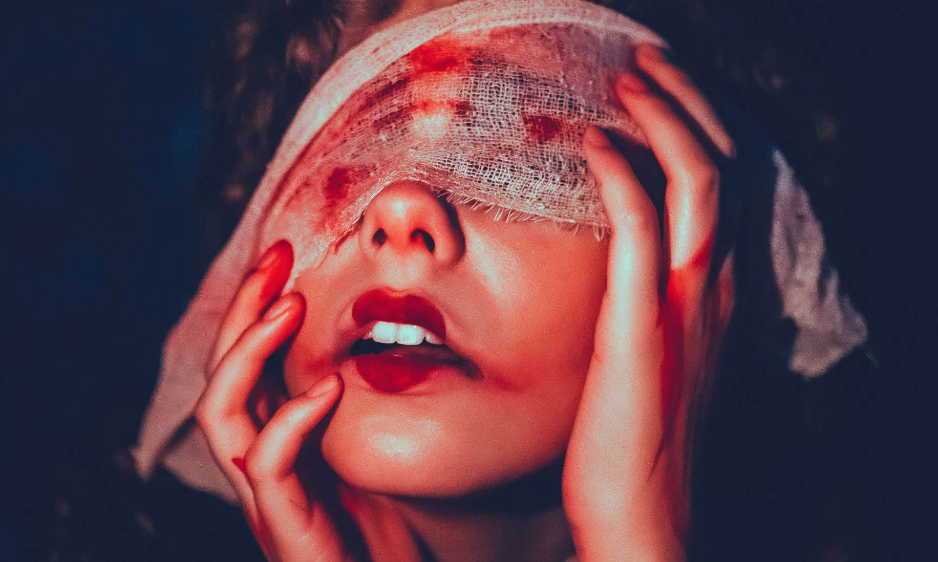 image of a girl with wounded eyes