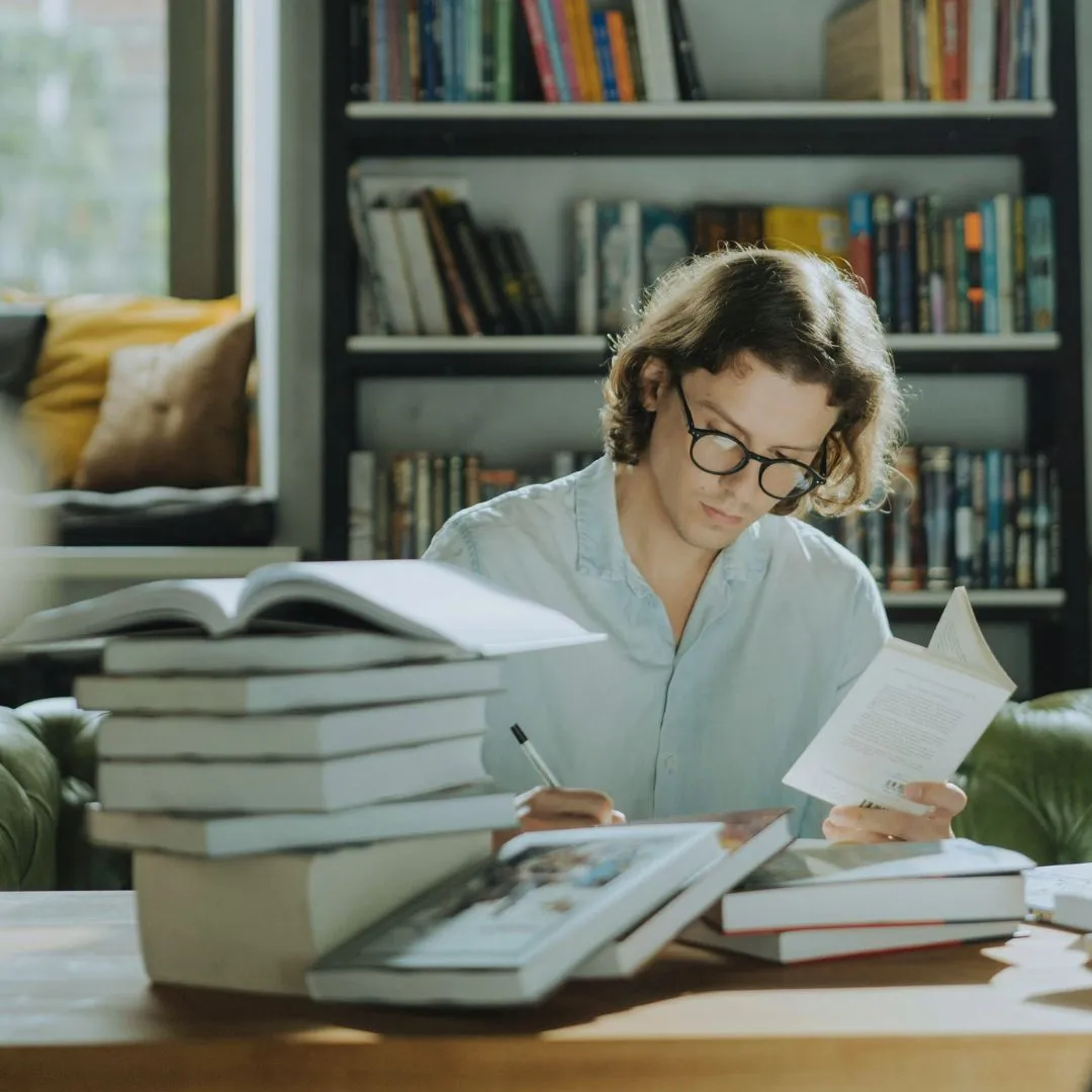 a reader in library
