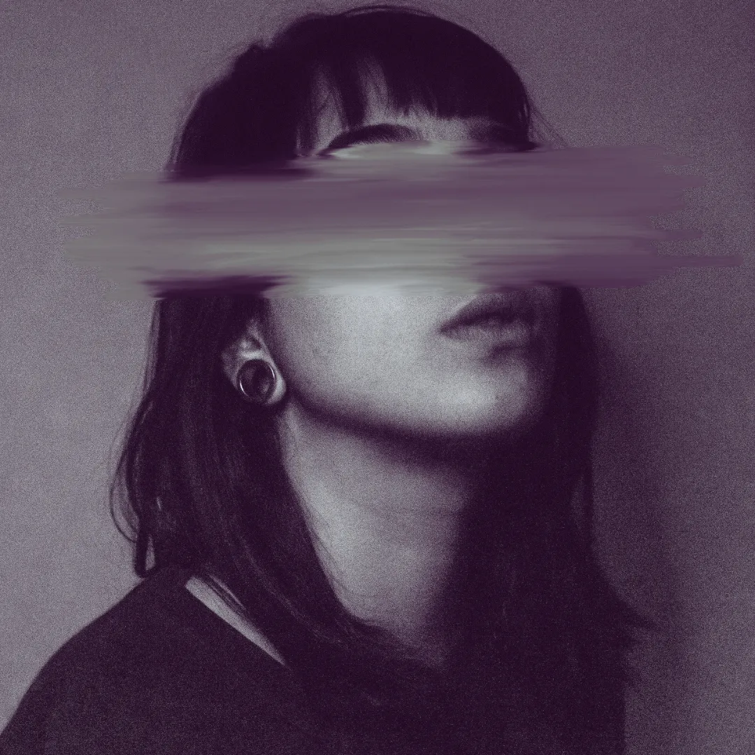 a woman with smeared eyes