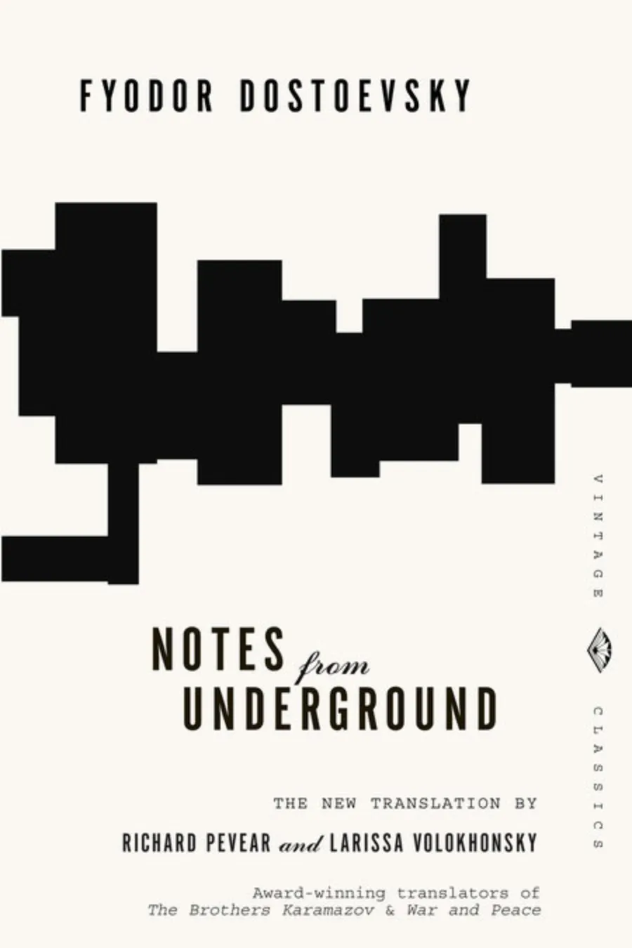 Book cover of Notes from Underground by Fyodor Dostoevsky, a philosophical novella about isolation, resentment, and self-loathing.