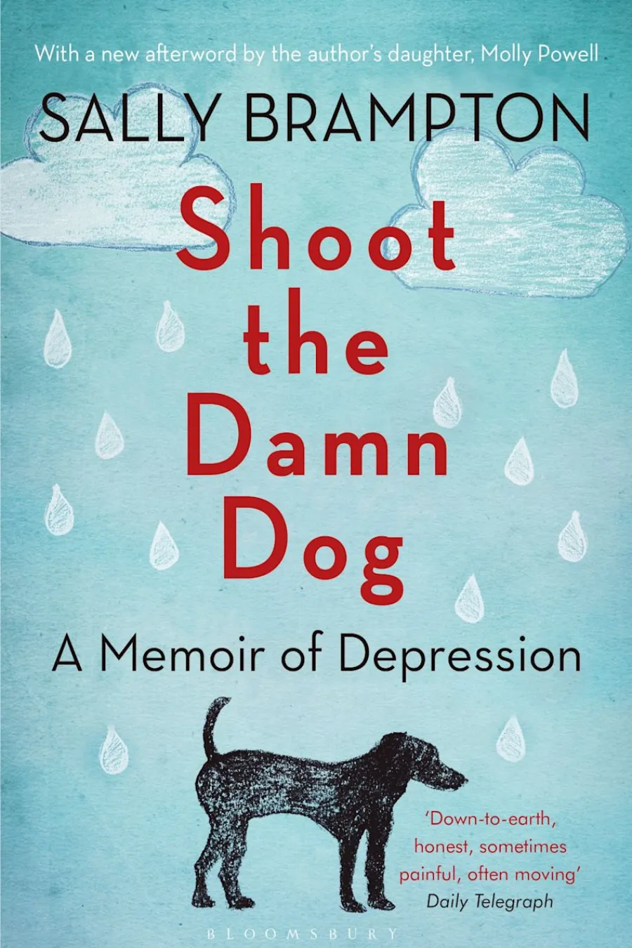 Book cover of Shoot the Damn Dog by Sally Brampton, a memoir about depression and living with mental illness.